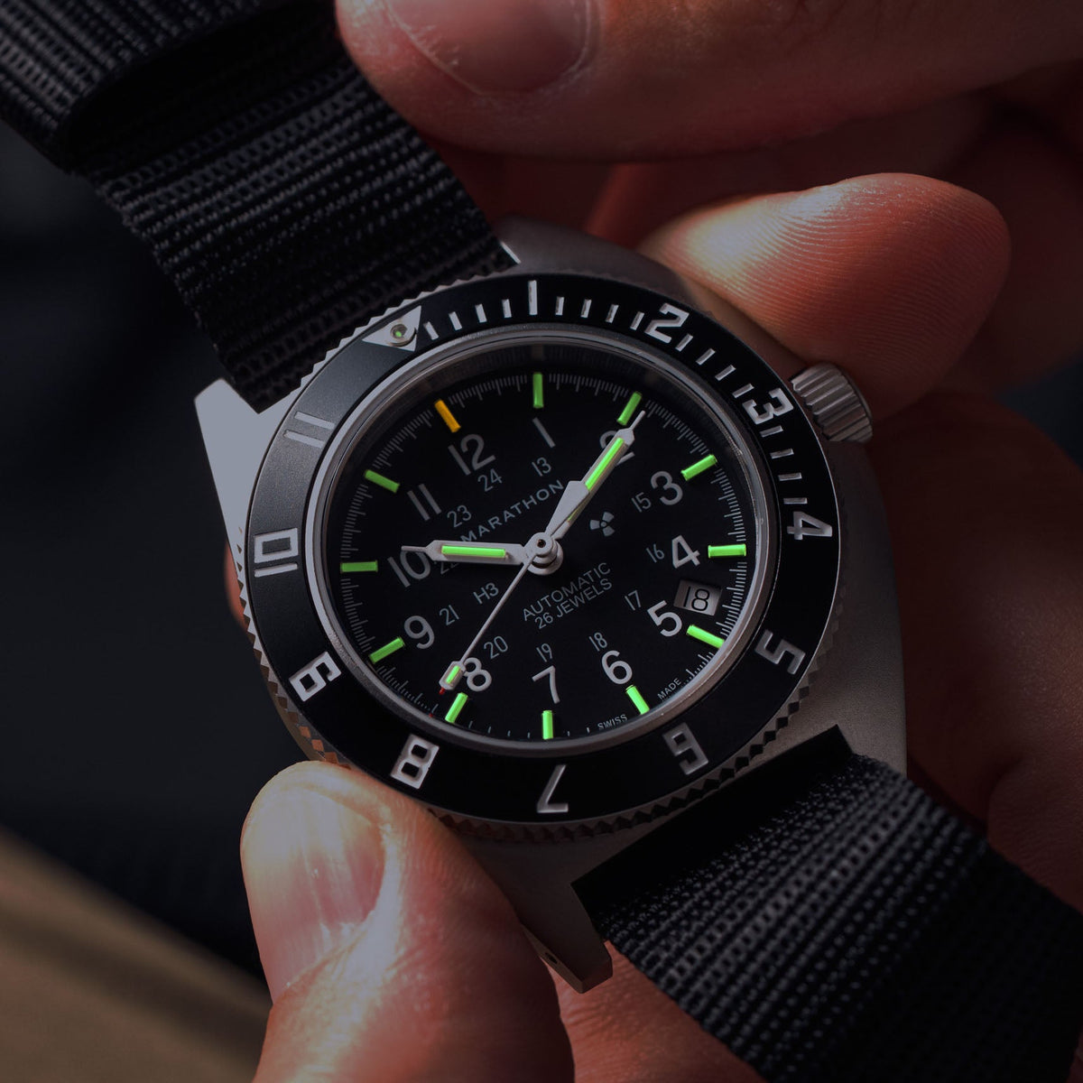 Marathon 41mm Steel Navigator w/ Date Automatic (SSNAV-D AUTO) on Ballistic Nylon