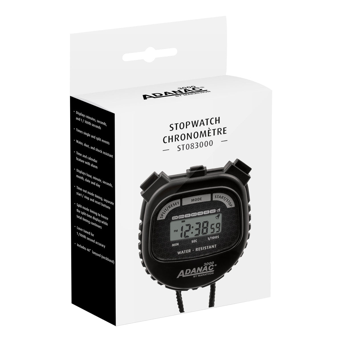 Marathon ADANAC® 3000 Digital Stopwatch Timer - Black