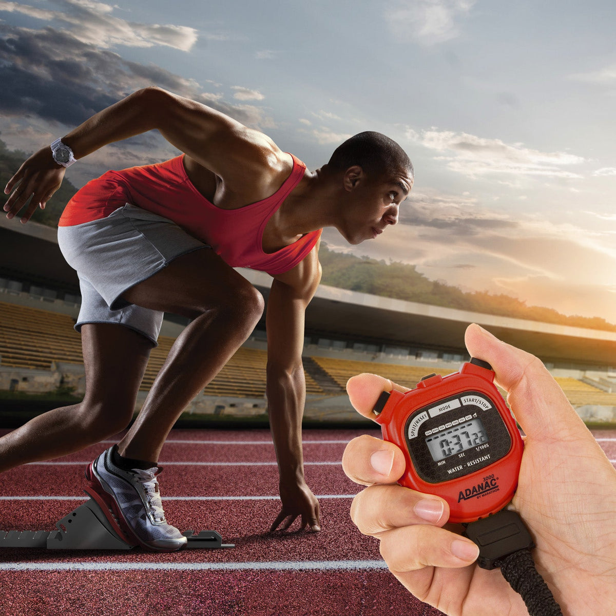 Marathon ADANAC® 3000 Digital Stopwatch Timer - Red