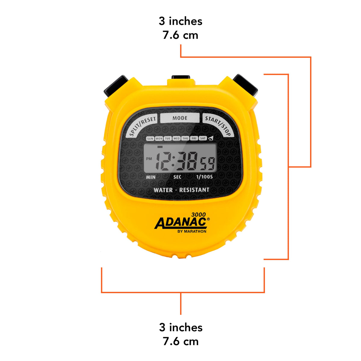 Marathon ADANAC® 3000 Digital Stopwatch Timer - Yellow