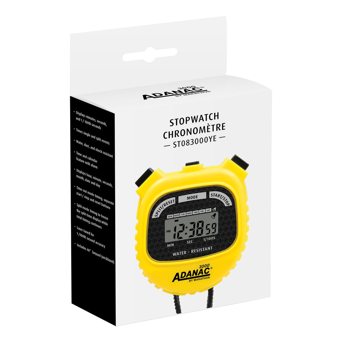 Marathon ADANAC® 3000 Digital Stopwatch Timer - Yellow