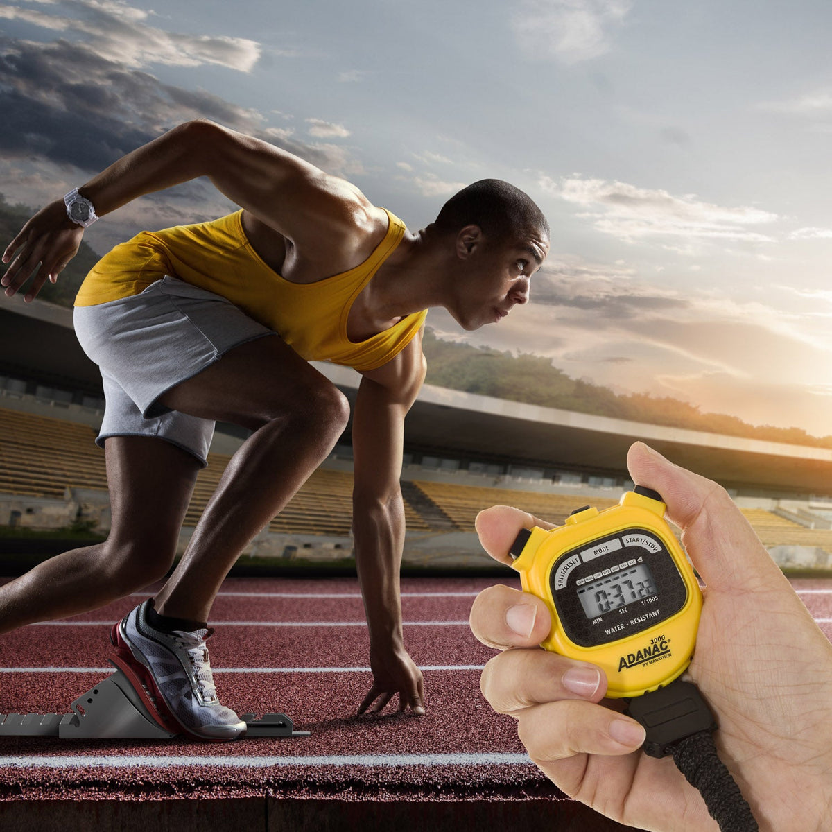 Marathon ADANAC® 3000 Digital Stopwatch Timer - Yellow