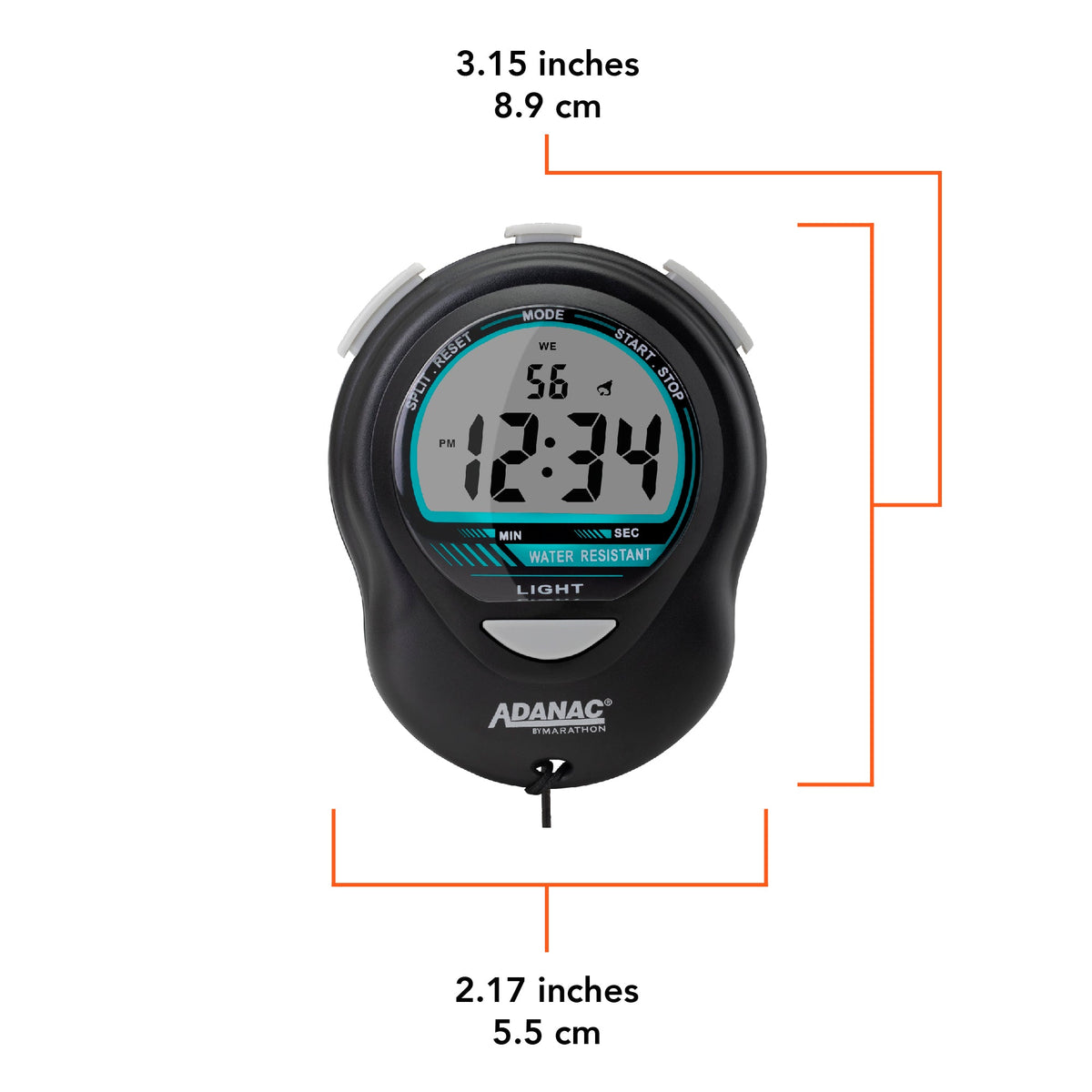 ADANAC Digital Glow Stopwatch Timer Black - Marathon Watch Company | ST083013-BK