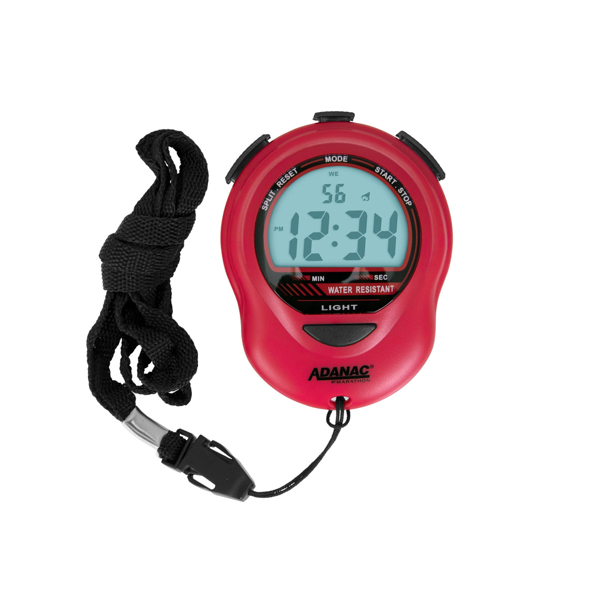 ADANAC Digital Glow Stopwatch Timer Red - Marathon Watch Company | ST083013RD-IMG3-Hand-Sizing