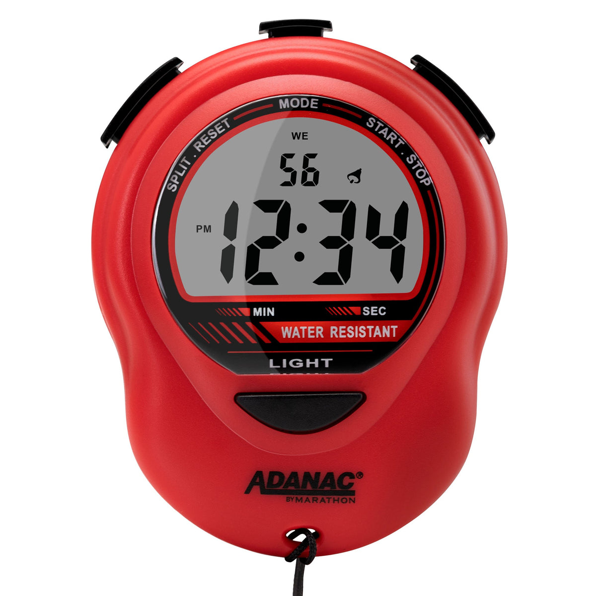 ADANAC Digital Glow Stopwatch Timer Red - Marathon Watch Company | ST083013RD-IMG3-Hand-Sizing