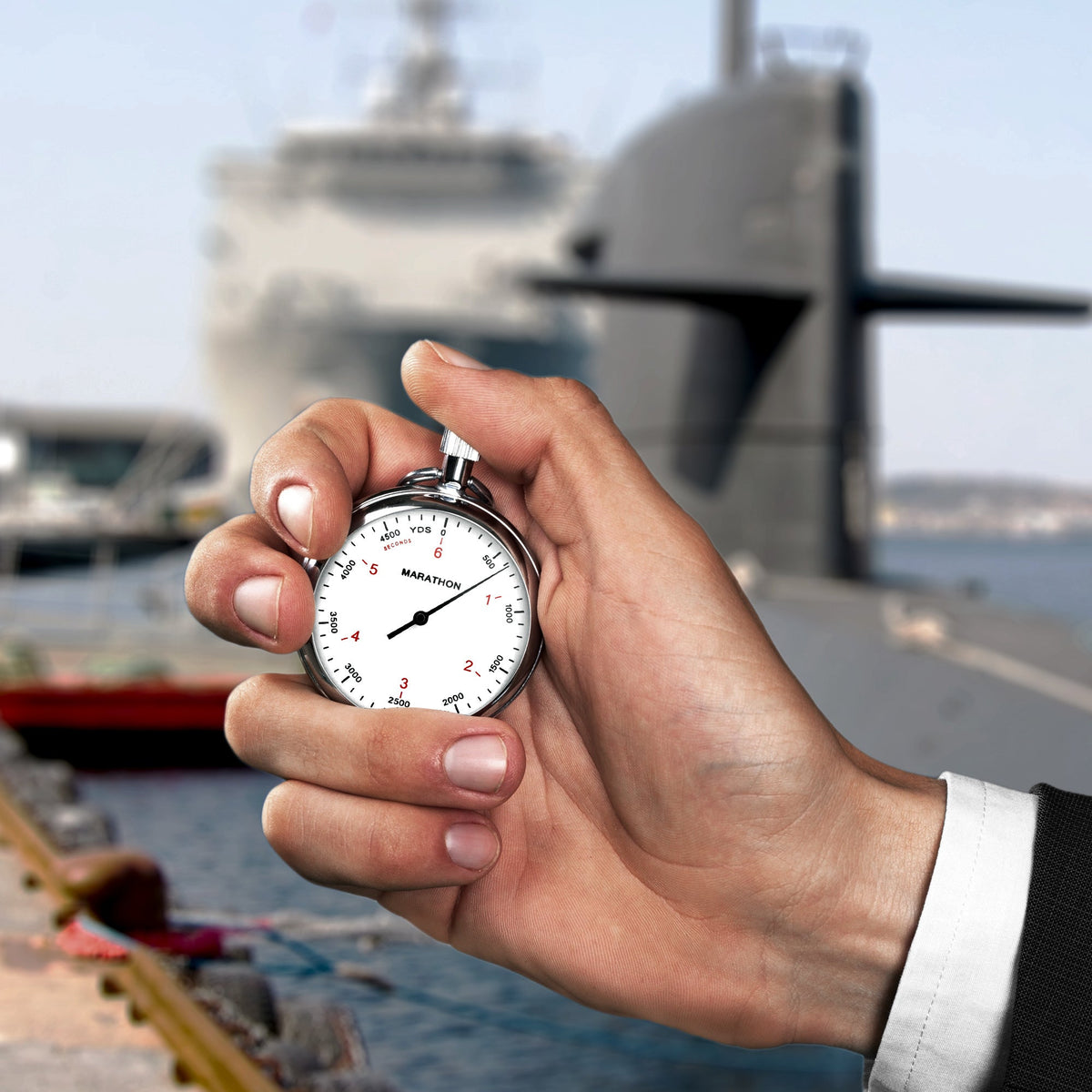 Marathon Mechanical Stopwatch: Single Action 5000 yard (1/50 sec & 6 sec), 100 yard or 1 sec Interval