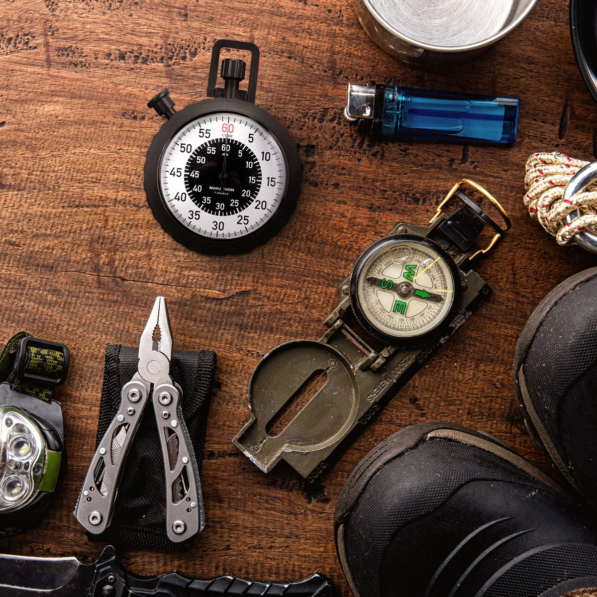 Marathon Military Stopwatch - Instantaneous Return and Time-Out, with Central 60 min Register