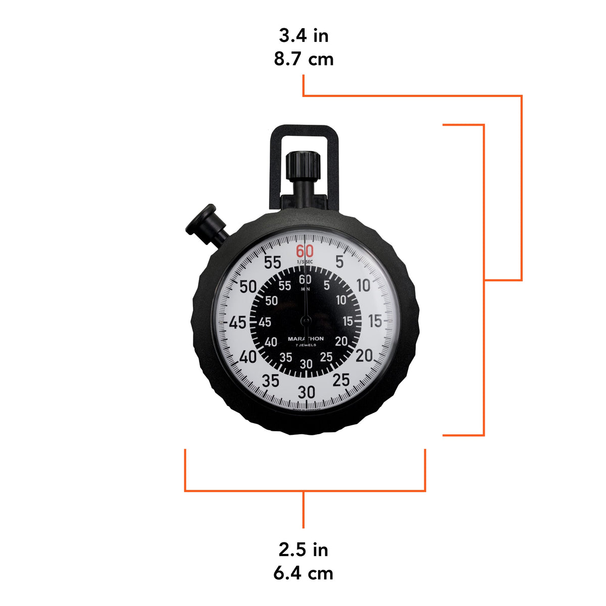 Marathon Military Stopwatch - Instantaneous Return and Time-Out, with Central 60 min Register