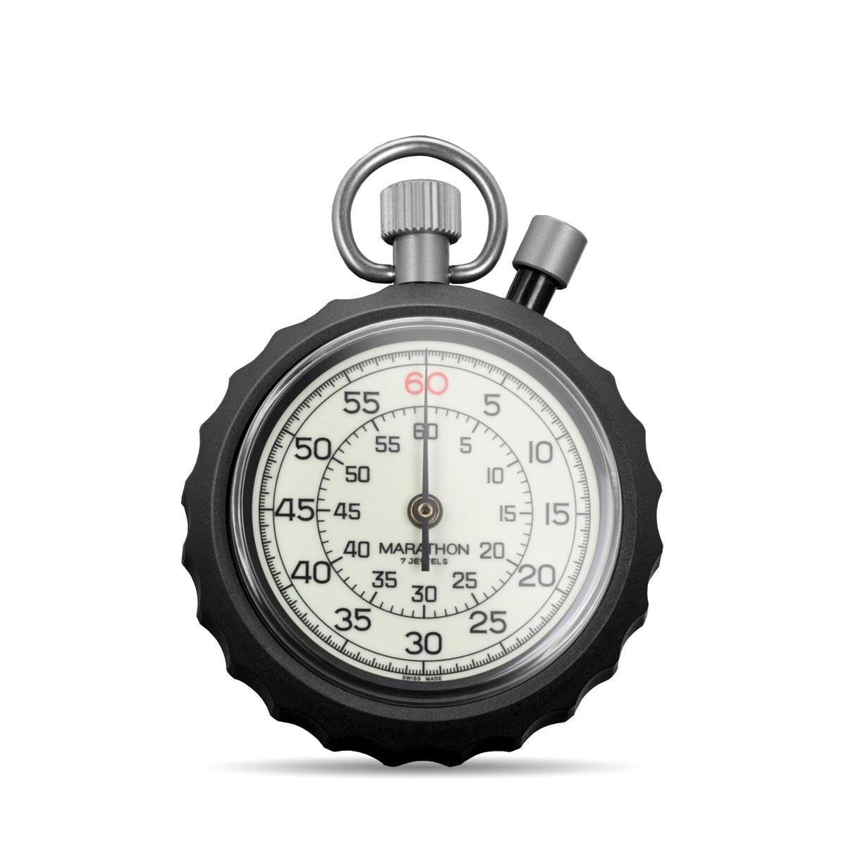 Marathon Mechanical Stopwatch: Instantaneous Return and Time-Out, Glow in the Dark, with Central 60 min Register