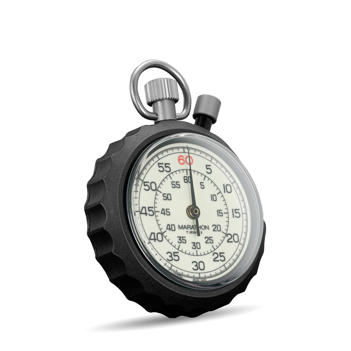 Marathon Mechanical Stopwatch: Instantaneous Return and Time-Out, Glow in the Dark, with Central 60 min Register