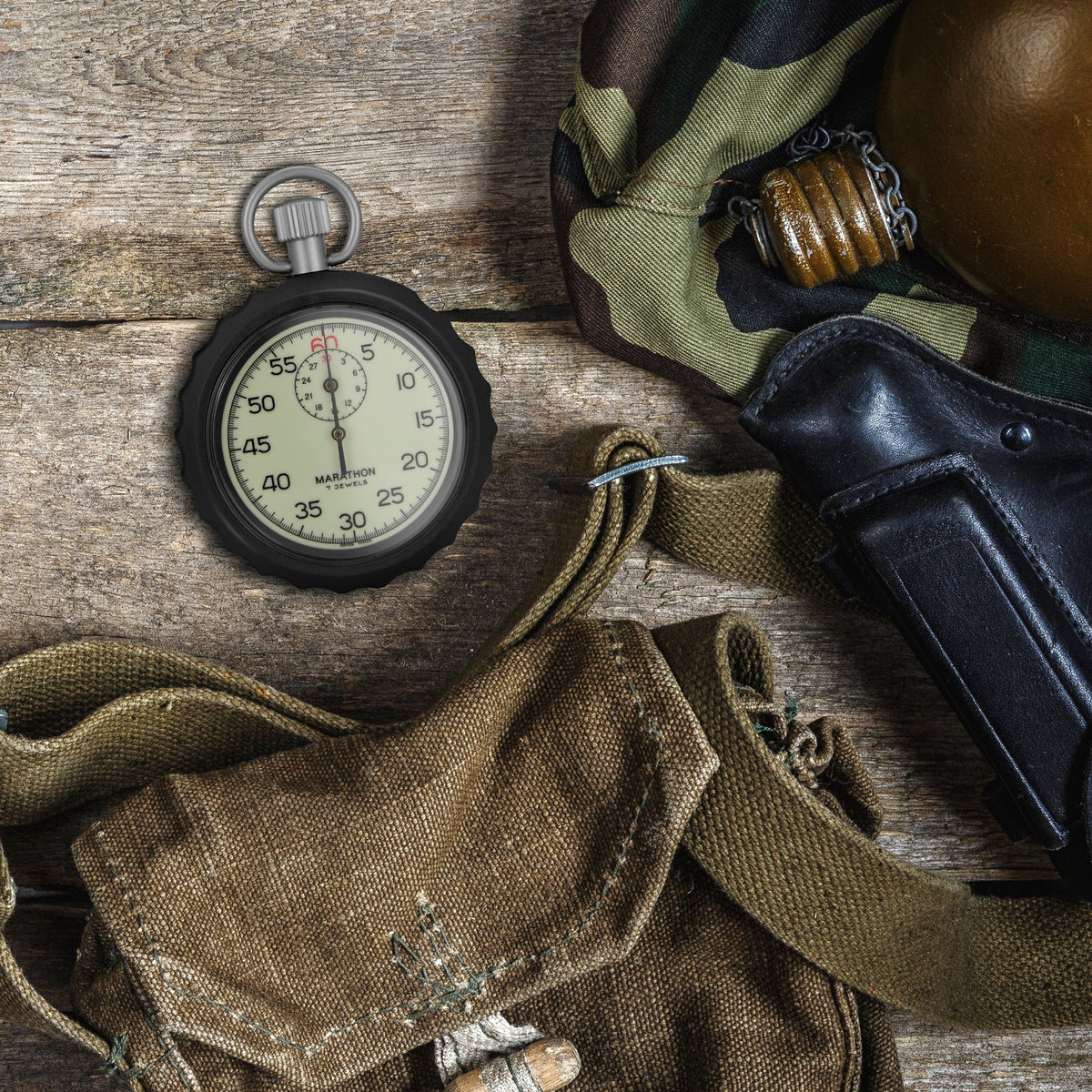 Marathon Mechanical Stopwatch: Single Action Glow in the Dark, (1/5 sec) 30 min Register
