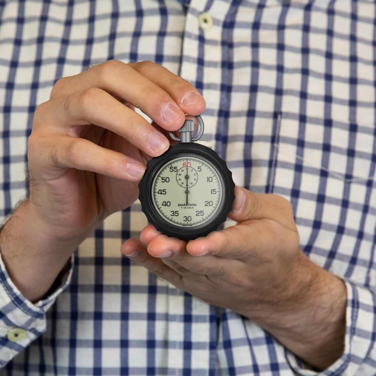 Marathon Mechanical Stopwatch: Single Action Glow in the Dark, (1/5 sec) 30 min Register