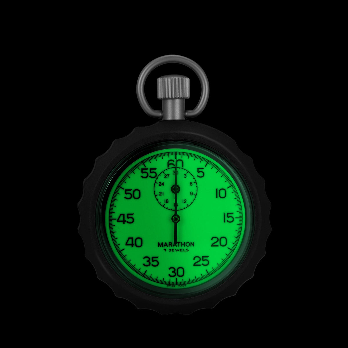 Marathon Mechanical Stopwatch: Single Action Glow in the Dark, (1/5 sec) 30 min Register