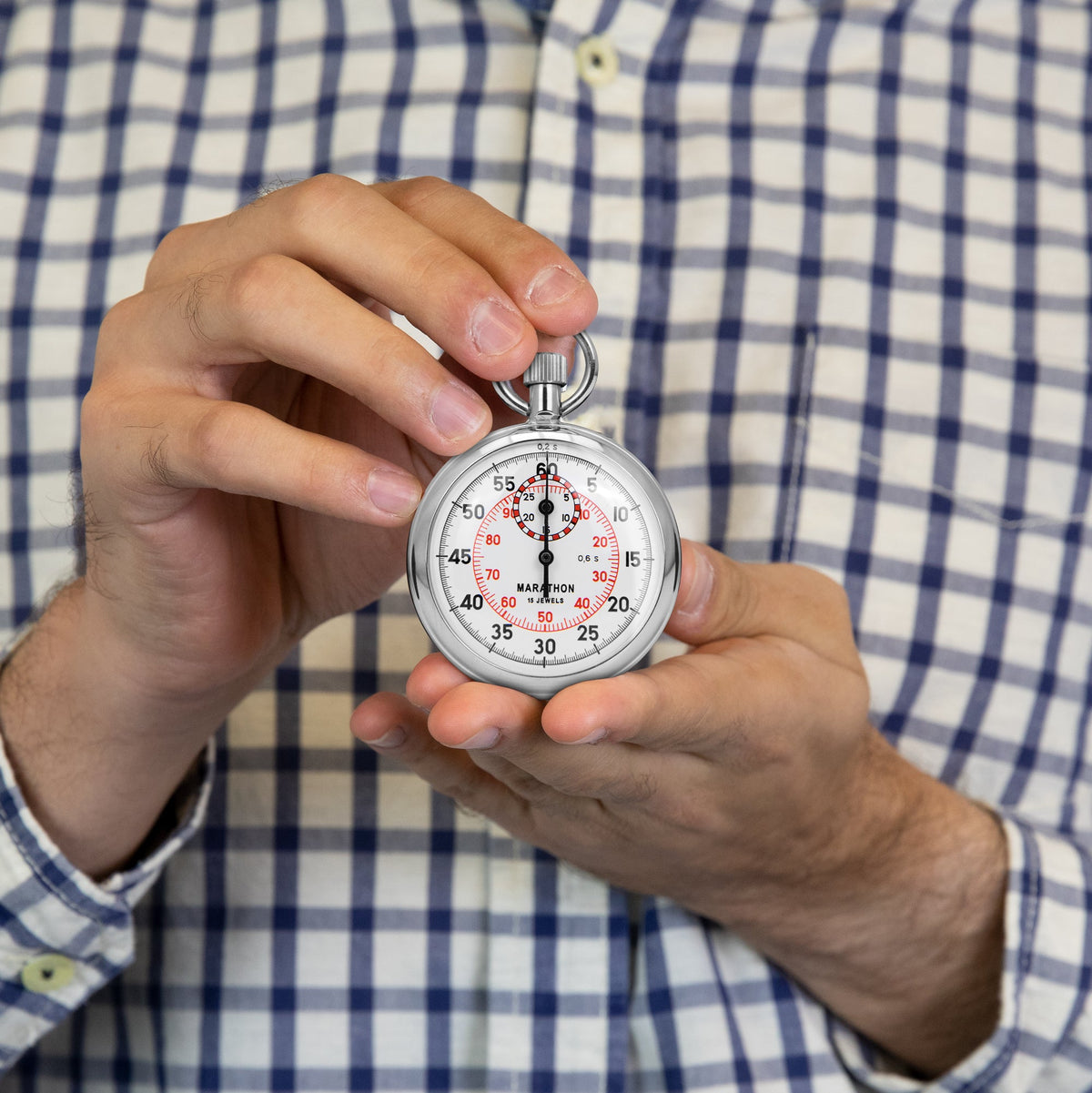 Marathon Mechanical Stopwatch: Single Action, 2 Scale (1/5 sec & 1/100 min) 30 min Register