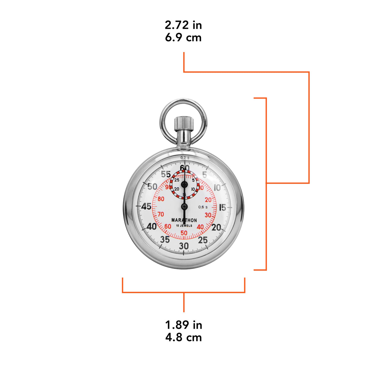 Marathon Mechanical Stopwatch: Single Action, 2 Scale (1/5 sec & 1/100 min) 30 min Register