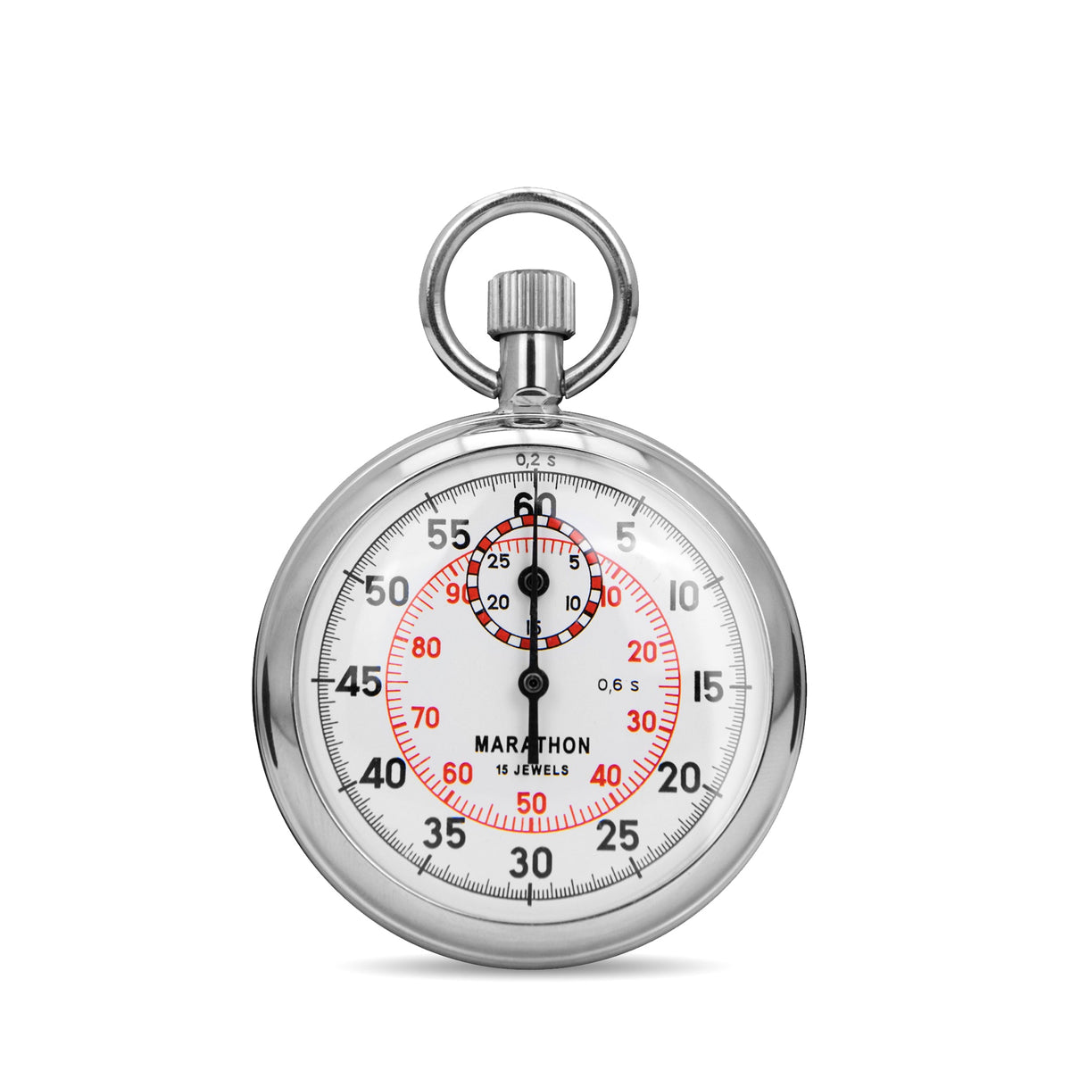 Marathon Mechanical Stopwatch: Single Action, 2 Scale (1/5 sec & 1/100 min) 30 min Register