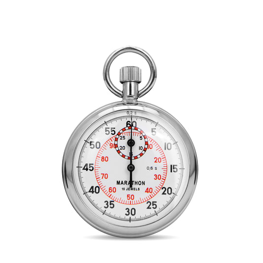 Marathon Mechanical Stopwatch: Single Action, 2 Scale (1/5 sec & 1/100 min) 30 min Register