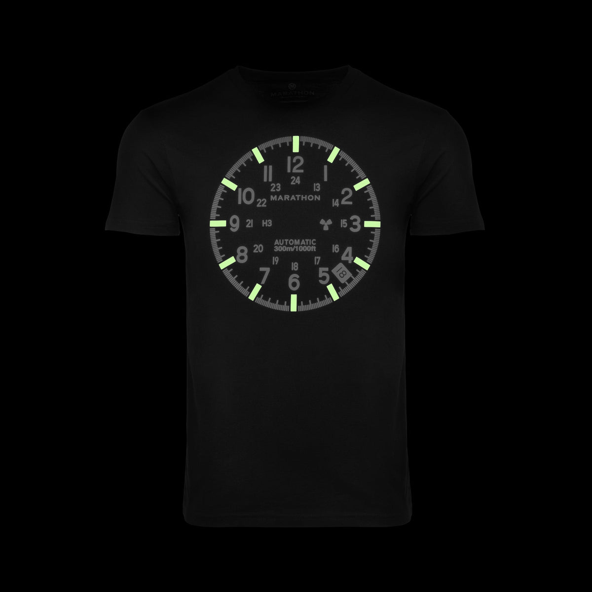 Marathon Slim Fit Classic Black Glow Print Marathon Watch GSAR T-Shirt