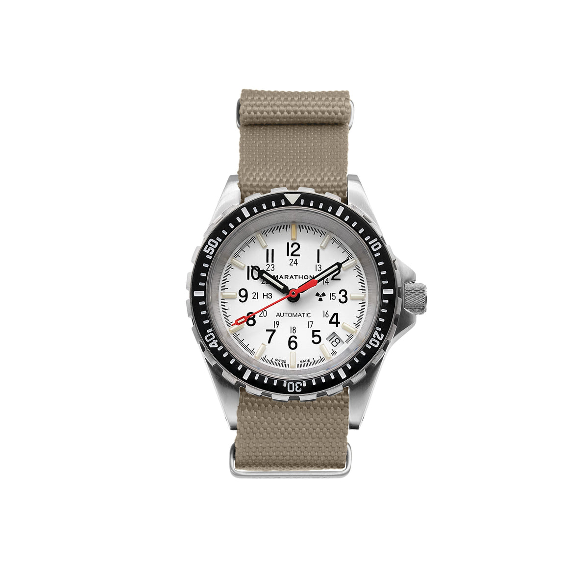 Marathon 18MM Nylon Canvas DEFSTAN Strap - Brushed Steel Hardware Sand