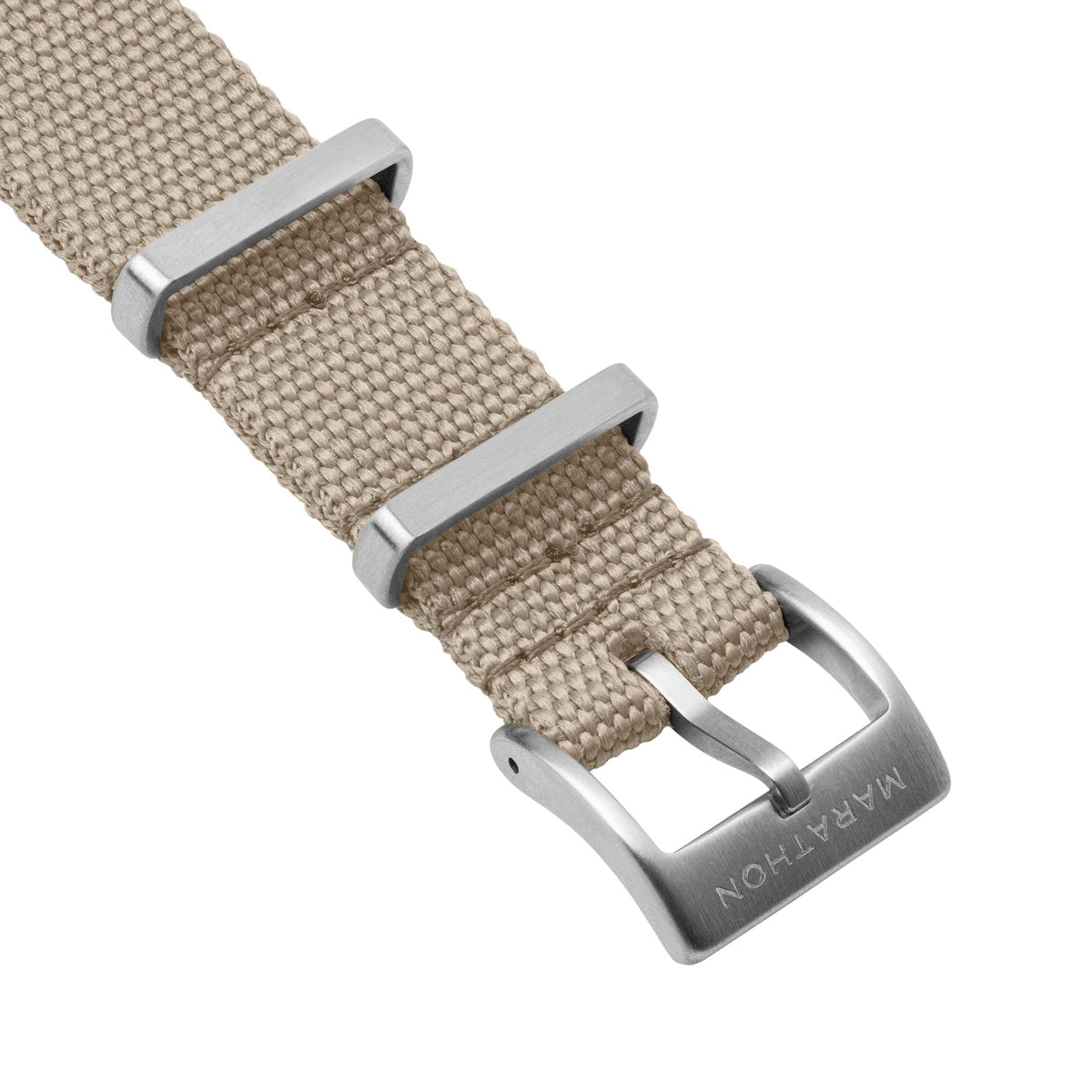 Marathon 18MM Nylon Canvas DEFSTAN Strap - Brushed Steel Hardware Sand