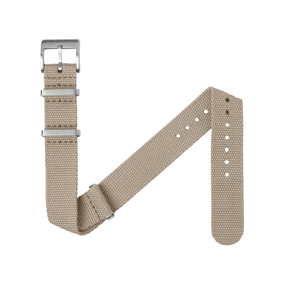 Marathon 18MM Nylon Canvas DEFSTAN Strap - Brushed Steel Hardware Sand