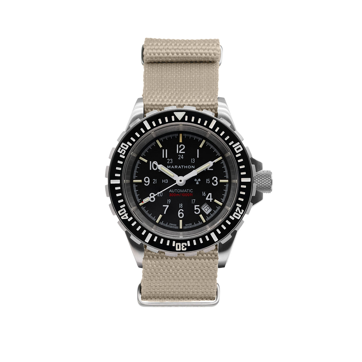 Marathon 20MM Nylon Canvas DEFSTAN Strap - Brushed Steel Hardware Sand