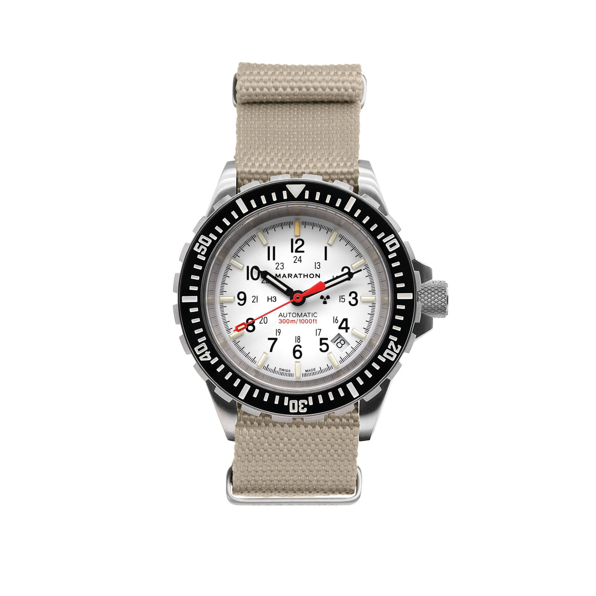 Marathon 20MM Nylon Canvas DEFSTAN Strap - Brushed Steel Hardware Sand