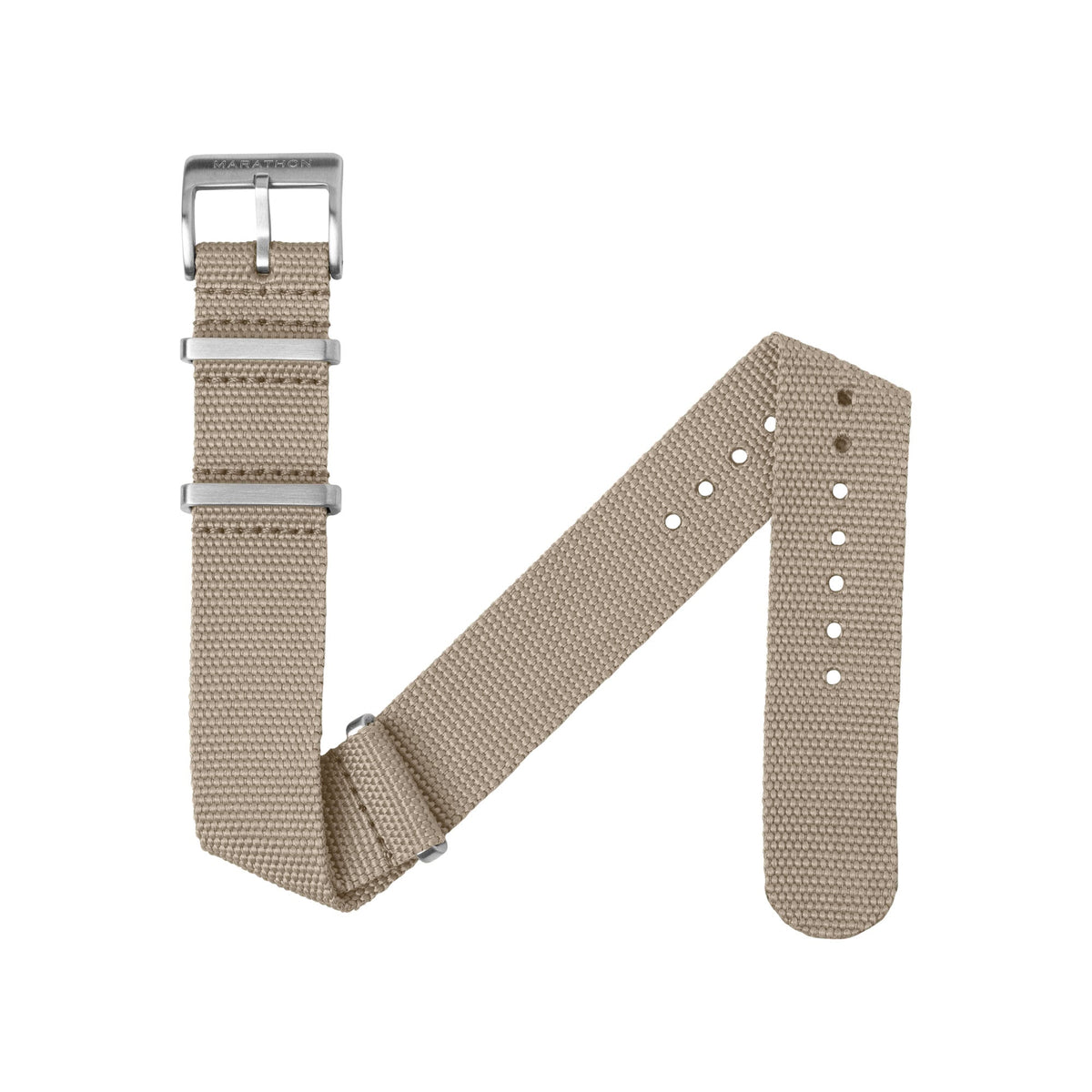 Marathon 20MM Nylon Canvas DEFSTAN Strap - Brushed Steel Hardware Sand