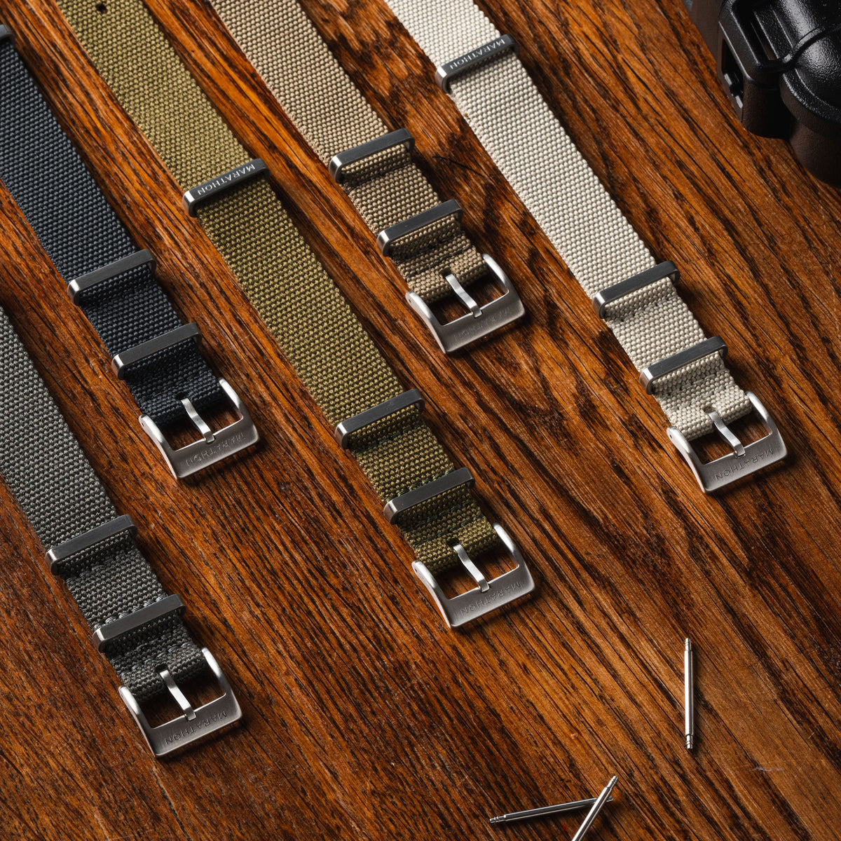 Marathon 18MM Nylon Canvas DEFSTAN Strap - Brushed Steel Hardware Stone