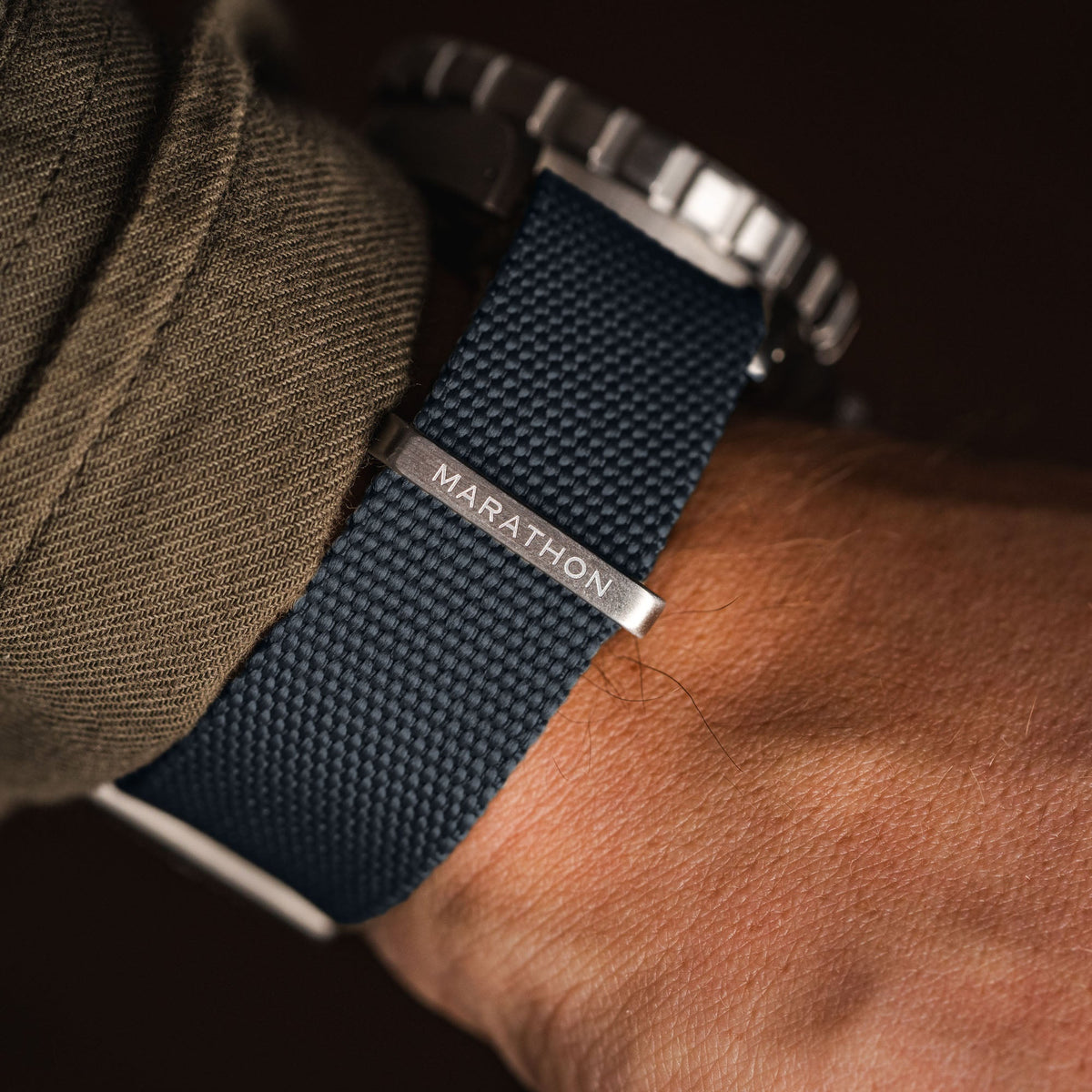 Marathon 20MM Nylon Canvas DEFSTAN Strap - Brushed Steel Hardware Slate