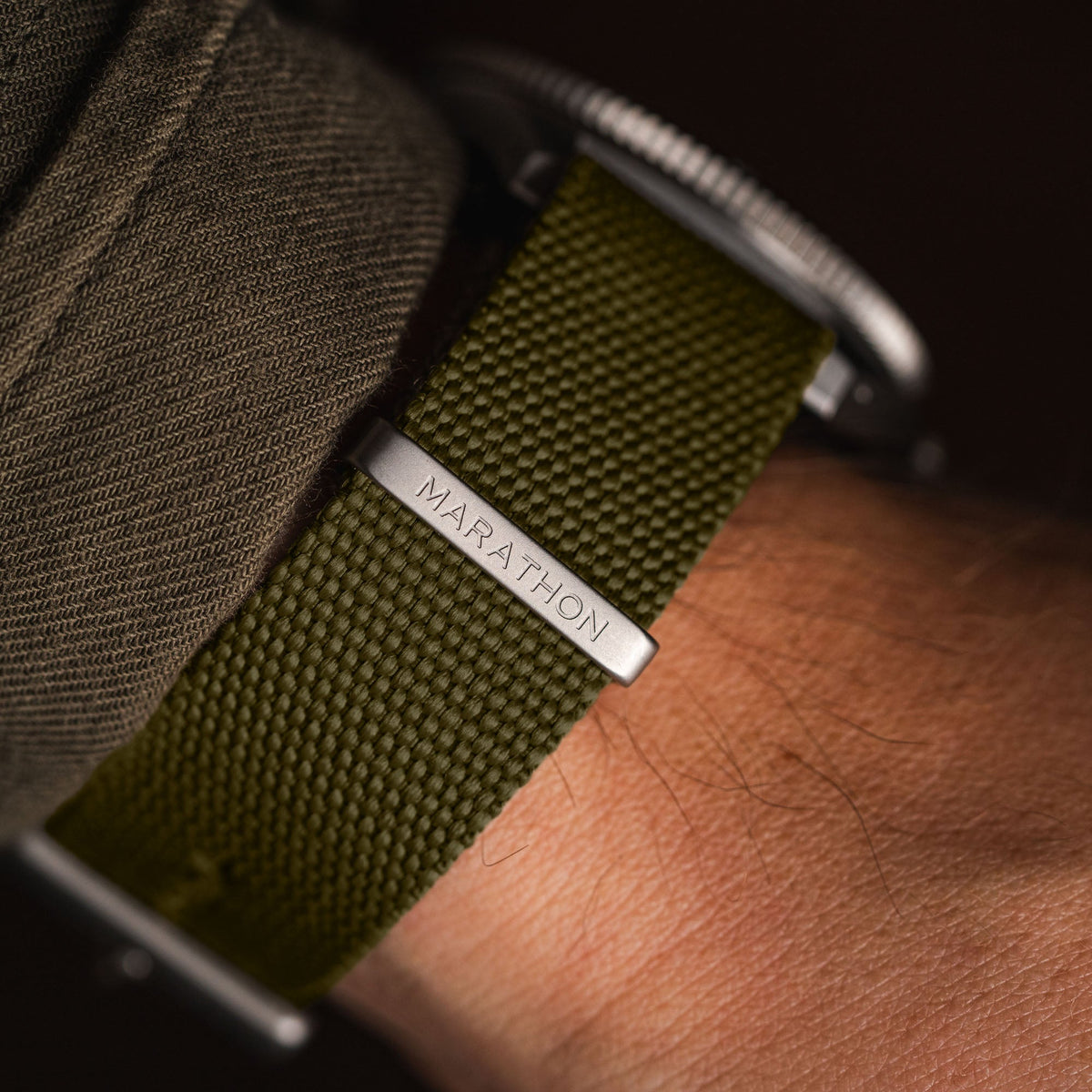 Marathon 20MM Nylon Canvas DEFSTAN Strap - Parkerized Hardware Olive