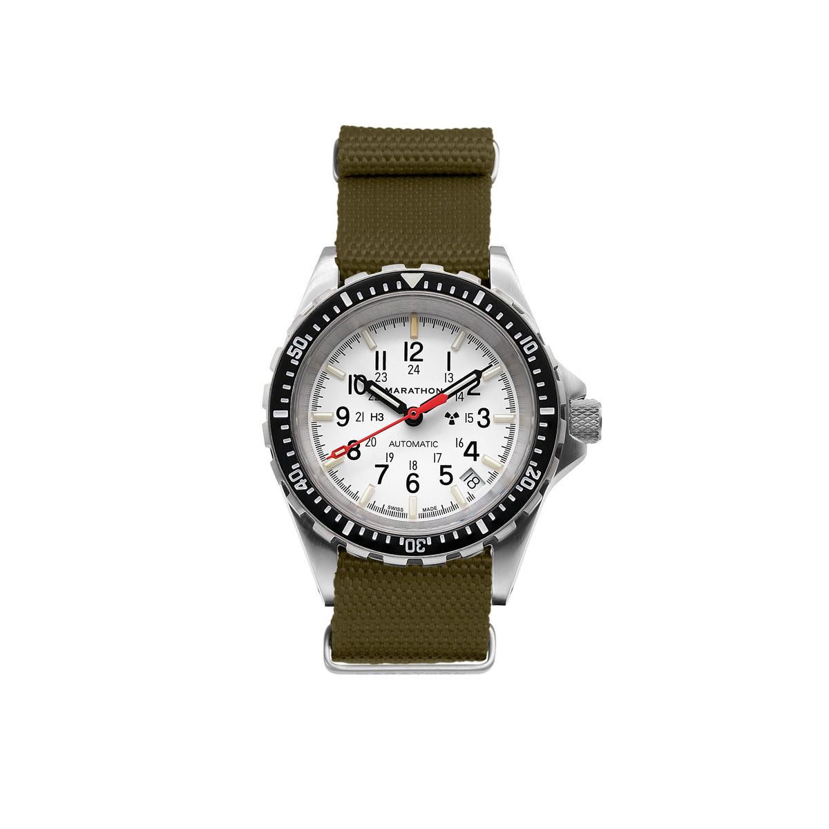 Marathon 18MM Nylon Canvas DEFSTAN Strap - Brushed Steel Hardware Olive