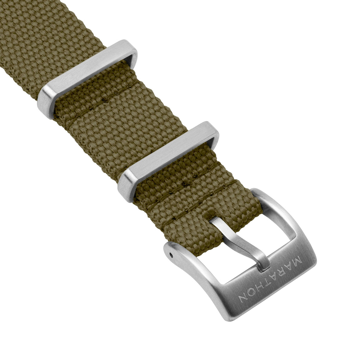 Marathon 18MM Nylon Canvas DEFSTAN Strap - Brushed Steel Hardware Olive