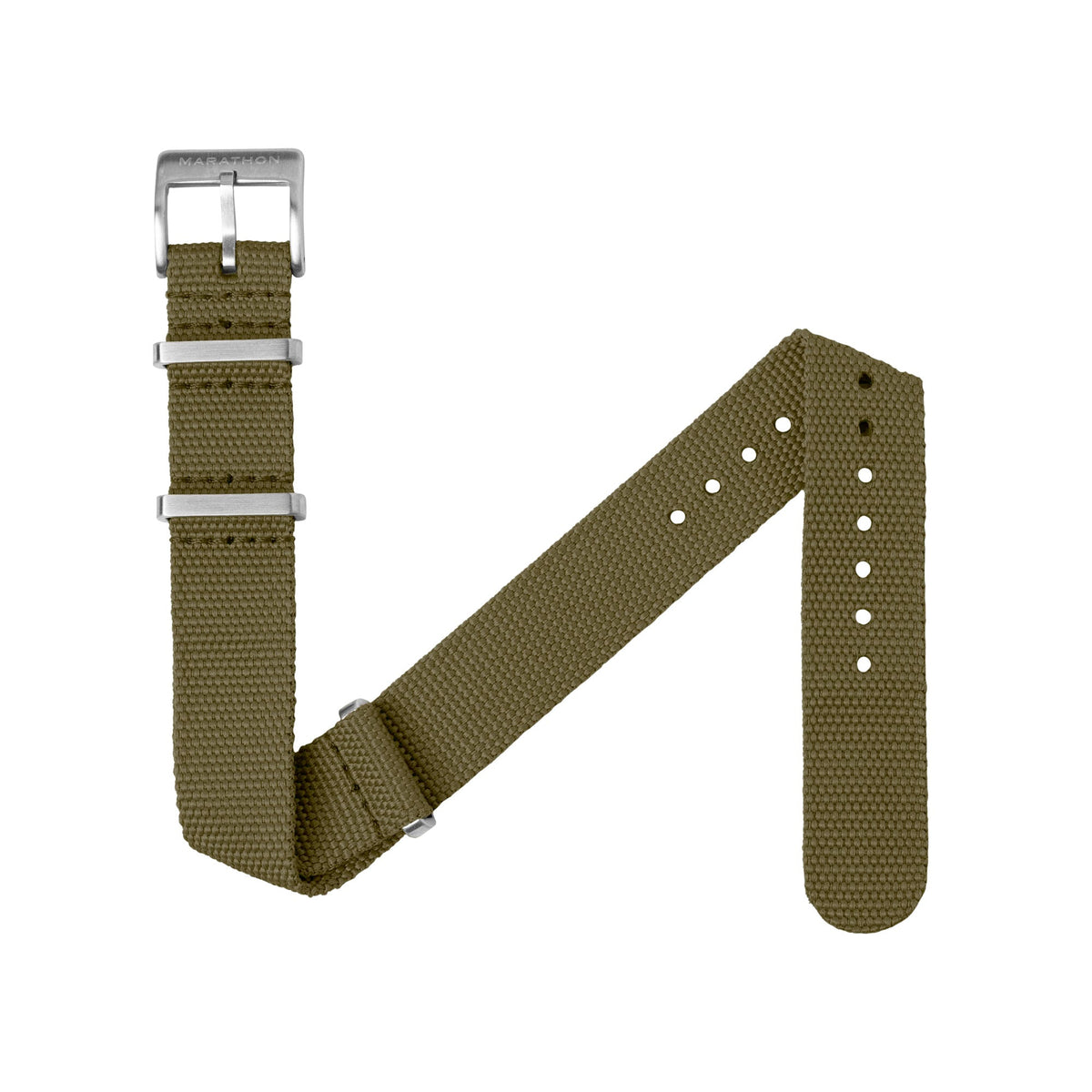 Marathon 18MM Nylon Canvas DEFSTAN Strap - Brushed Steel Hardware Olive