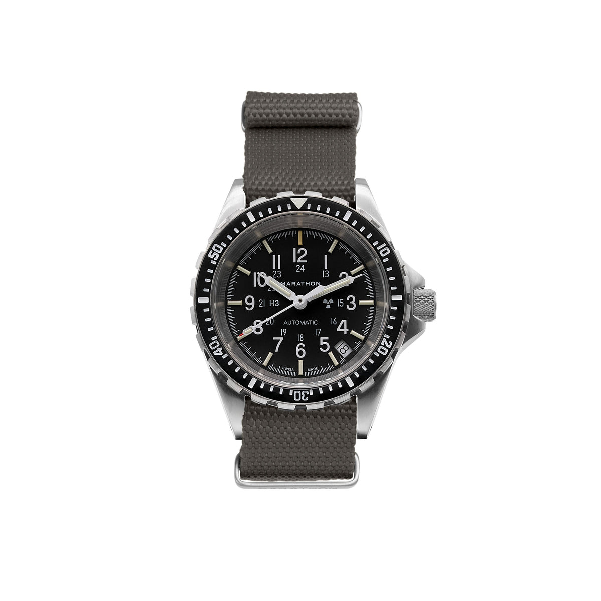 Marathon 18MM Nylon Canvas DEFSTAN Strap - Brushed Steel Hardware Stone