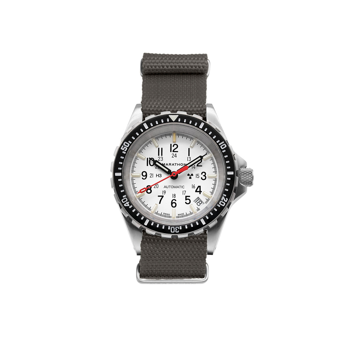 Marathon 18MM Nylon Canvas DEFSTAN Strap - Brushed Steel Hardware Stone