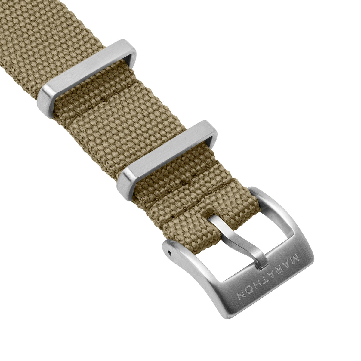 Marathon 18MM Nylon Canvas DEFSTAN Strap - Brushed Steel Hardware Khaki
