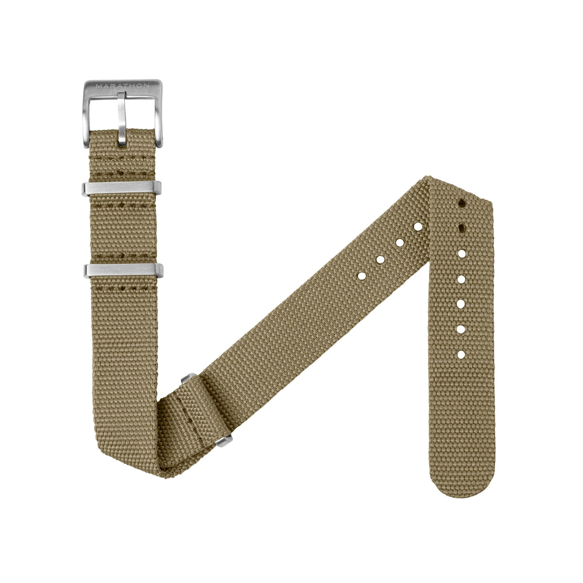 Marathon 18MM Nylon Canvas DEFSTAN Strap - Brushed Steel Hardware Khaki