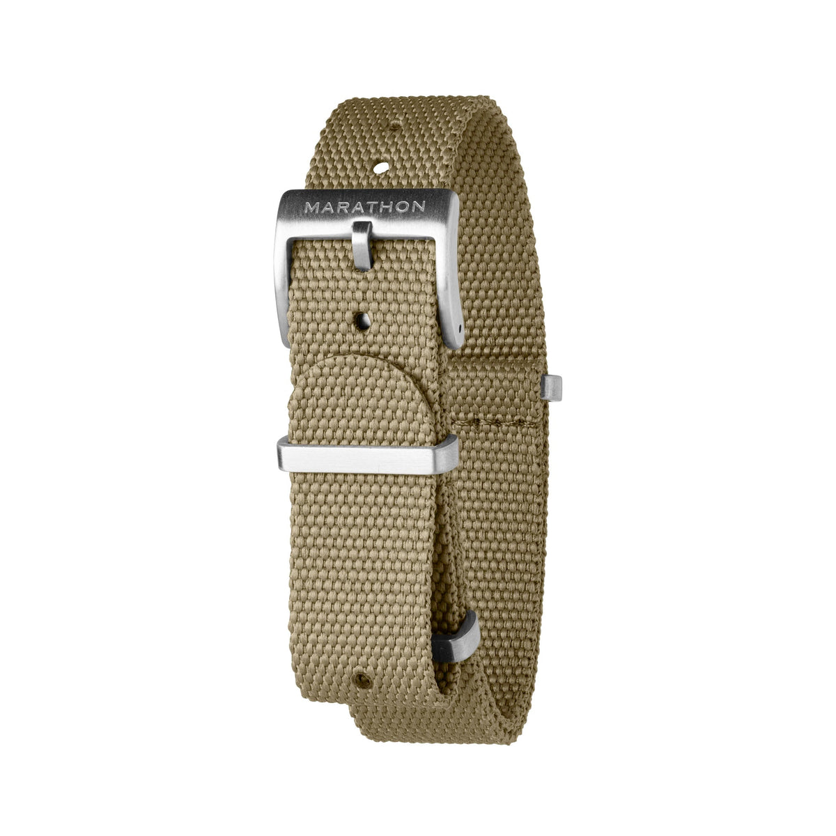 Marathon 18MM Nylon Canvas DEFSTAN Strap - Brushed Steel Hardware Khaki