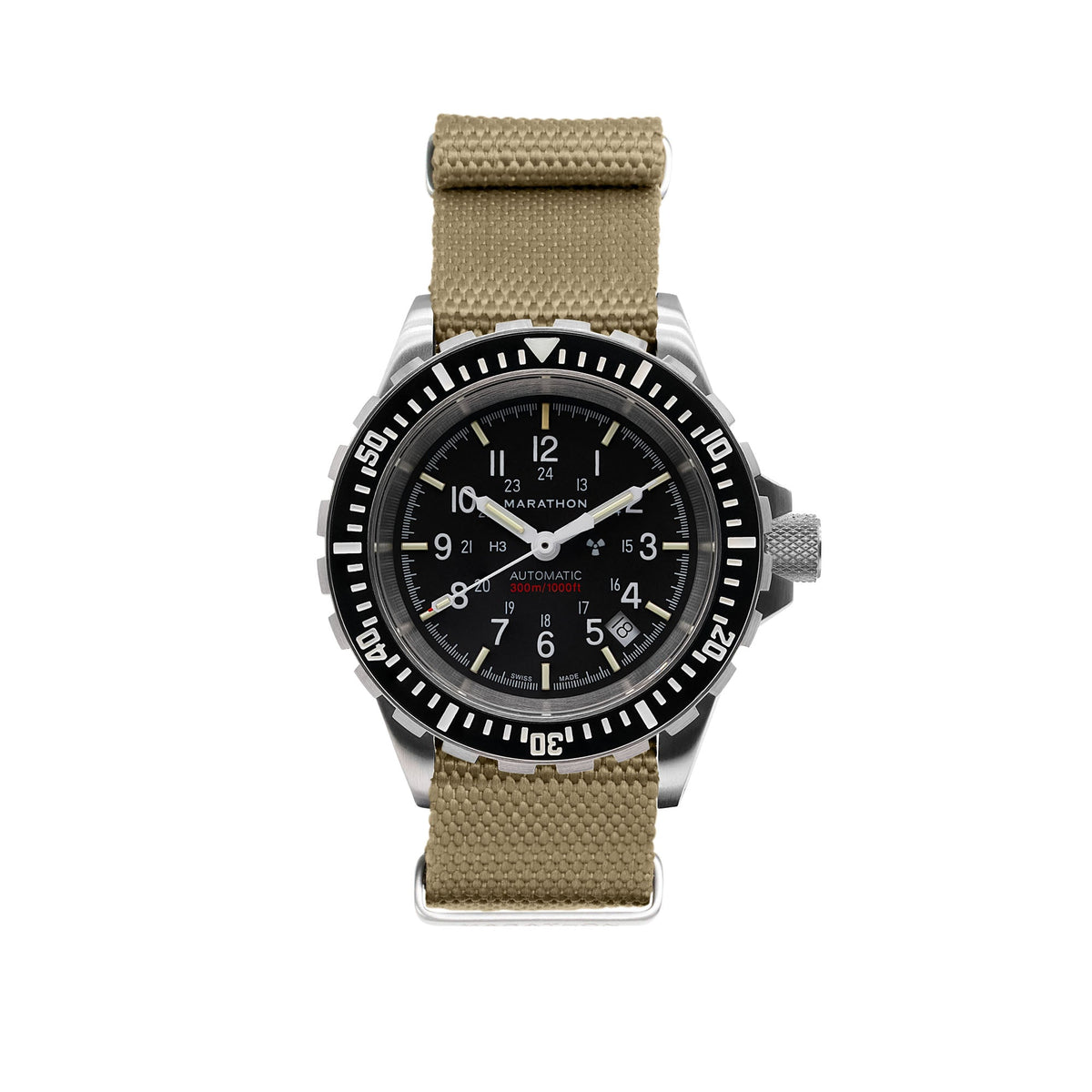 Marathon 20MM Nylon Canvas DEFSTAN Strap - Brushed Steel Hardware Khaki