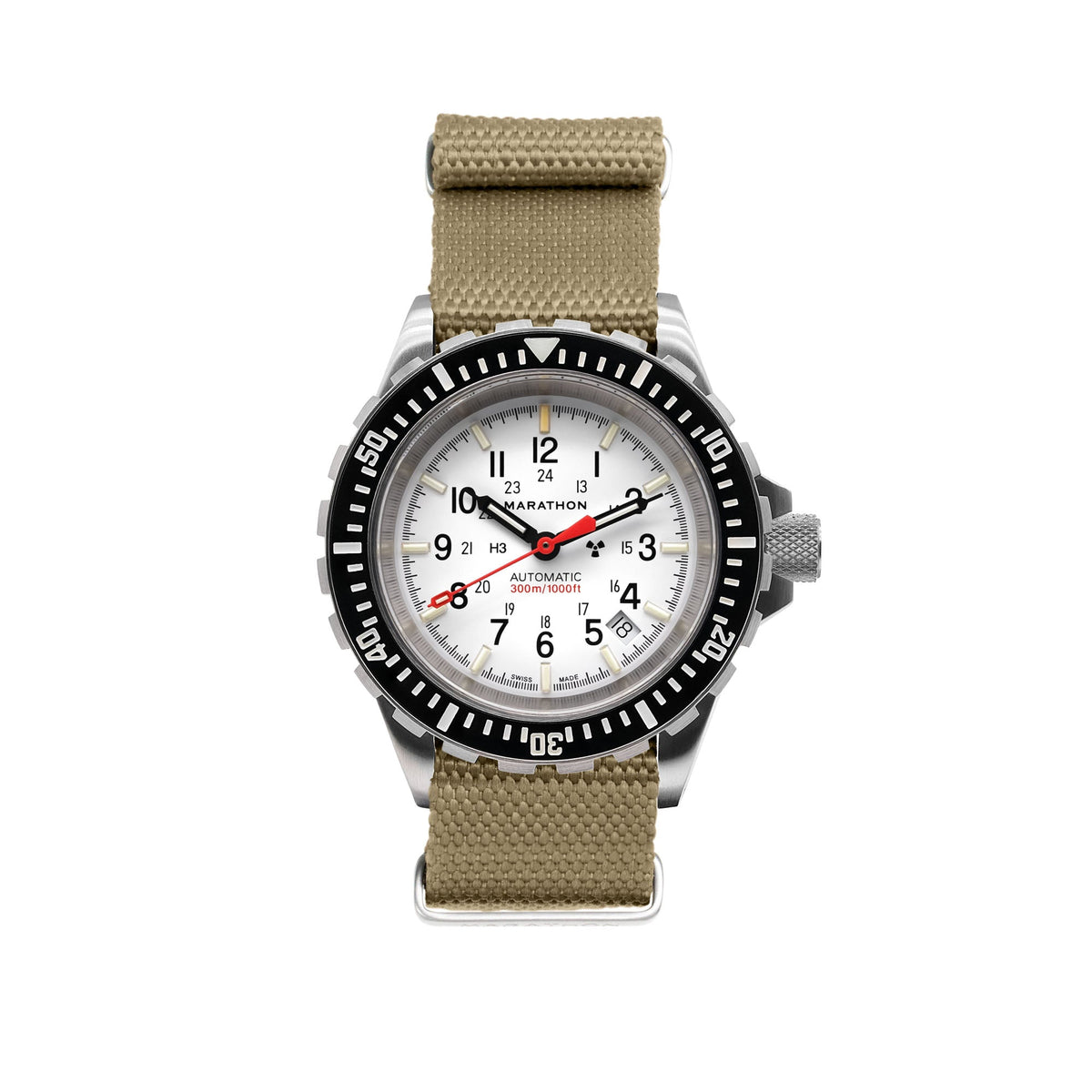 Marathon 20MM Nylon Canvas DEFSTAN Strap - Brushed Steel Hardware Khaki