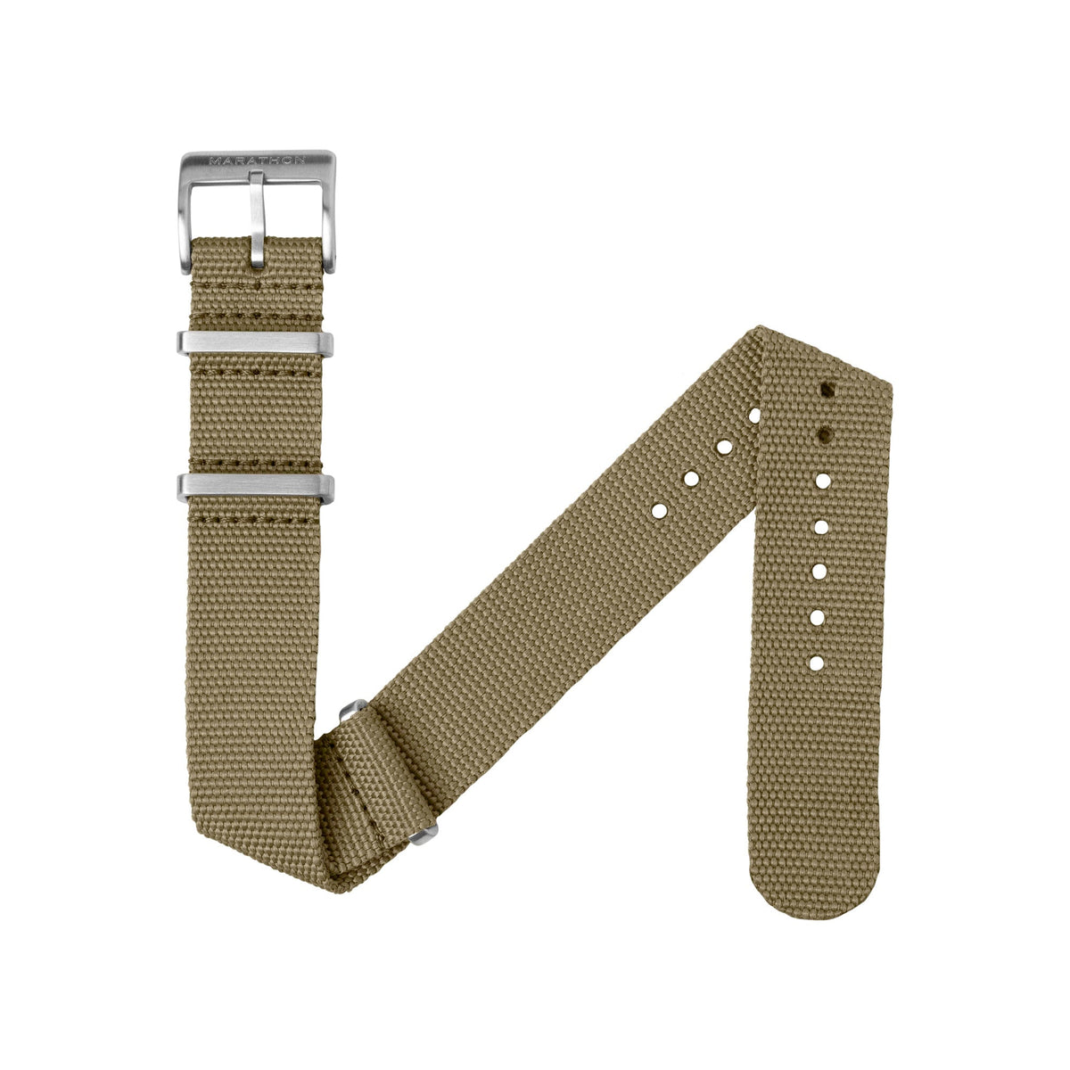 Marathon 20MM Nylon Canvas DEFSTAN Strap - Brushed Steel Hardware Khaki