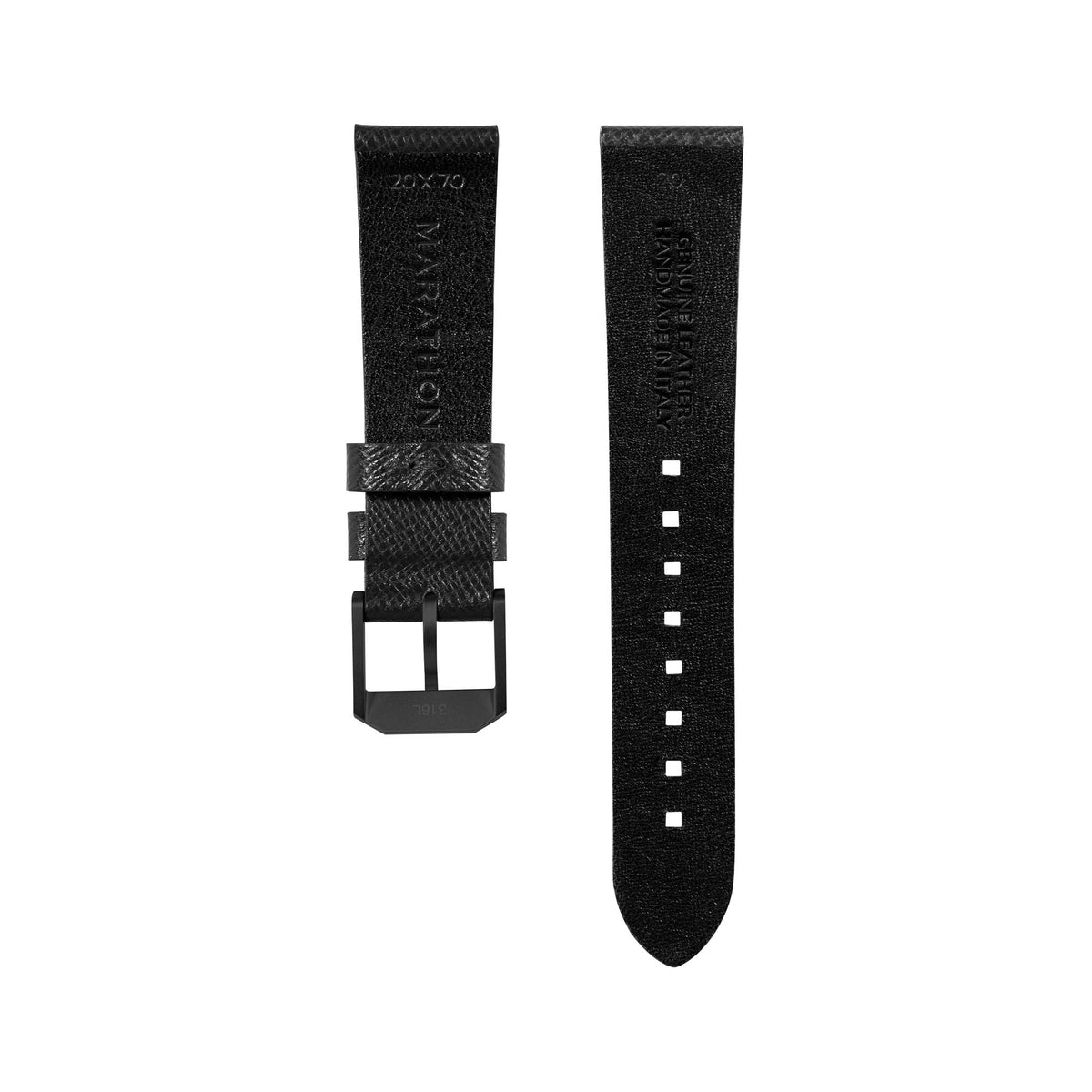 Marathon 2-Piece Leather Strap, 20mm, Black, Anthracite Hardware