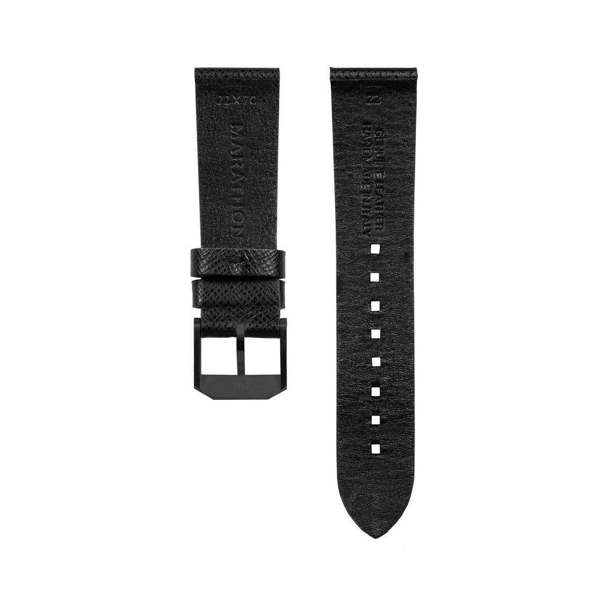 Marathon 2-Piece Leather Strap, 22mm, Black, Anthracite Hardware