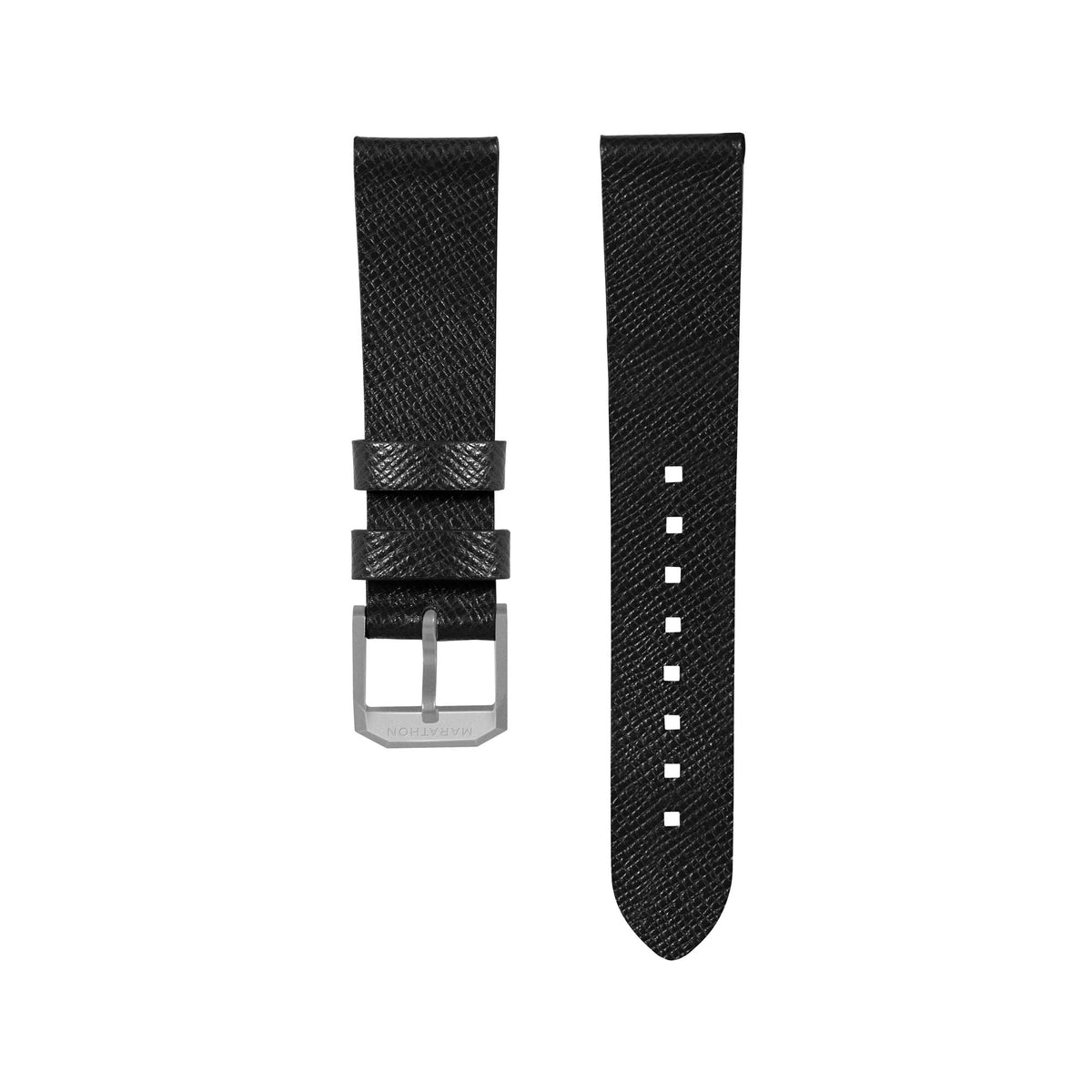 Marathon 2-Piece Leather Strap, 20mm, Black, Parkerized Hardware