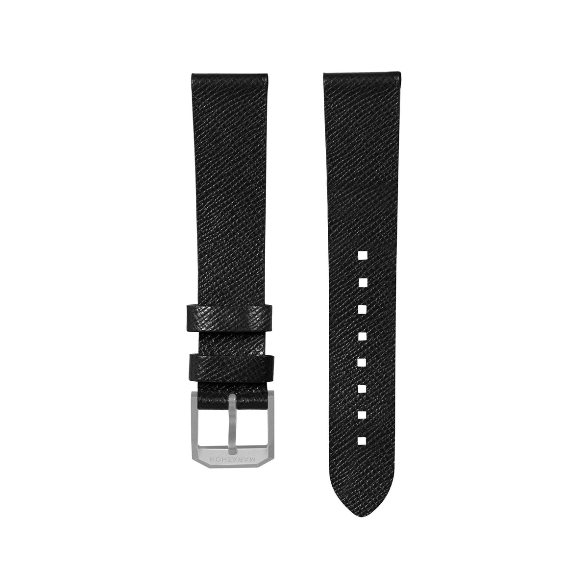Marathon 2-Piece Leather Strap, 20mm, Black, Parkerized Hardware