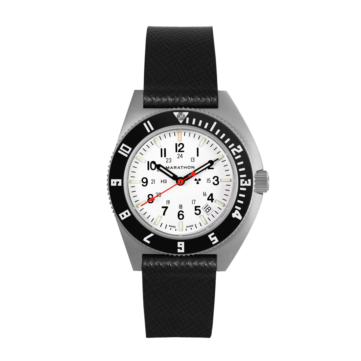 Marathon 2-Piece Leather Strap, 20mm, Black, Parkerized Hardware