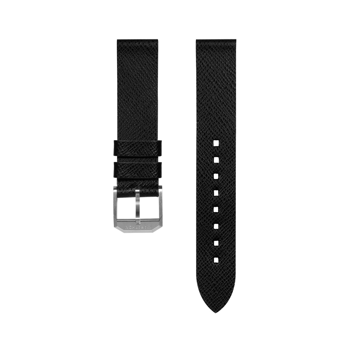 Marathon 2-Piece Leather Strap, 16mm, Black, Brushed Hardware