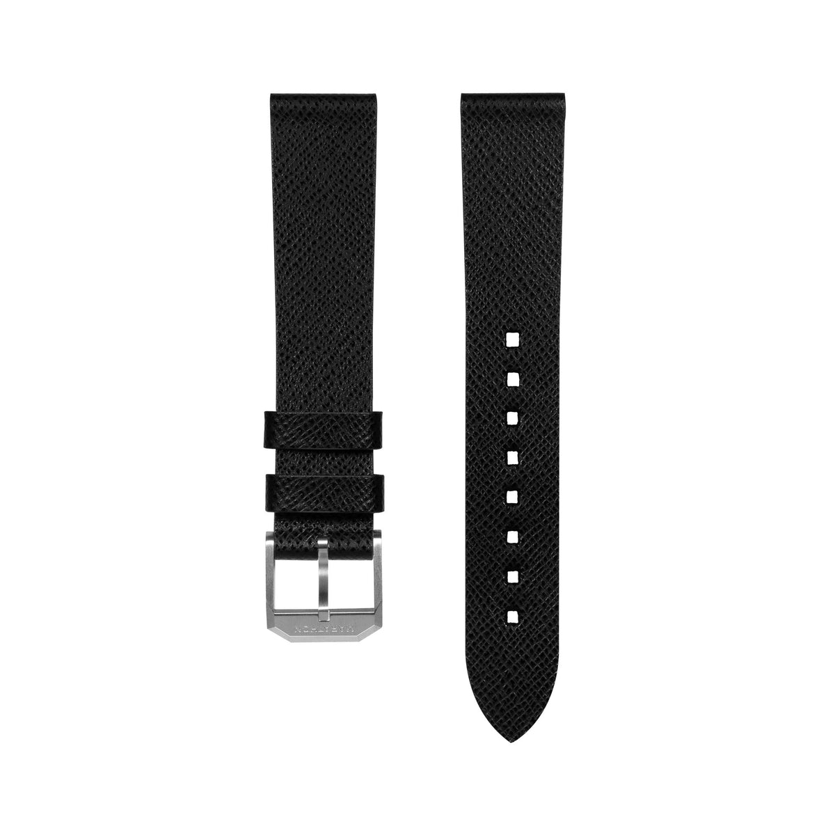 Marathon 2-Piece Leather Strap, 18mm, Black, Brushed Hardware
