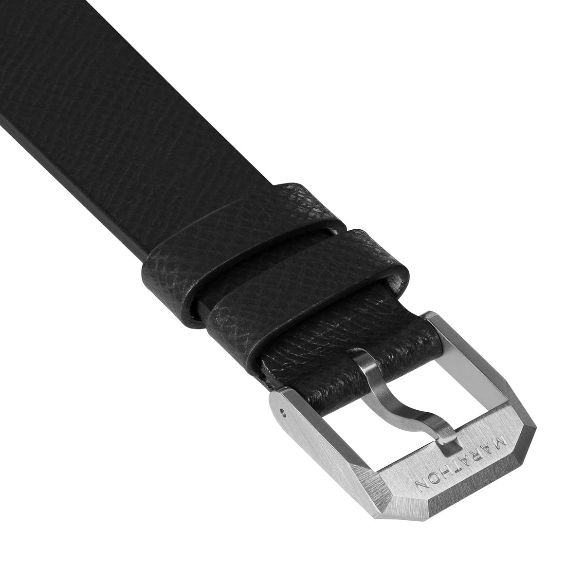 Marathon 2-Piece Leather Strap, 18mm, Black, Brushed Hardware